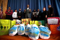 Trenton Mayor and others distribute Thanksgiving food baskets at Parker Schoool