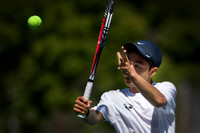 Hopewell Valley's Kenny Zheng in the semifinals of the state singles tennis tournament.