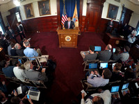 NJ  Governor Chris Christie holds a long press conference at the State House