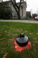 Big Cannon behind Nassau Hall is black again after being painted