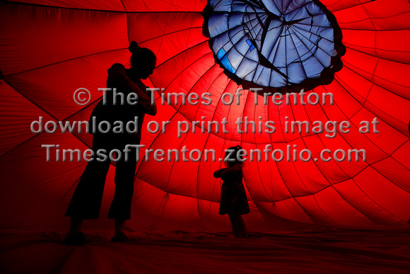 Princeton Nursery School students get inside hot air balloon