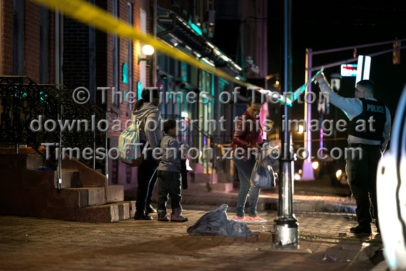 Trenton police investigate the scene of a multiple shooting on M