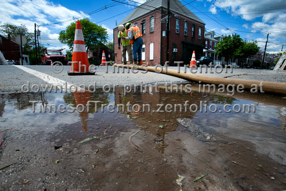 Water main break repairs in Trenton
