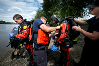 Trenton Fire Department divers practice in the Delaware