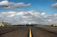 Water canon welcomes flight from Miami to Trenton-Mercer Airport