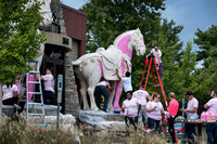 P.F. Chang Princeton warrior horses painted pink to support breast cancer awareness